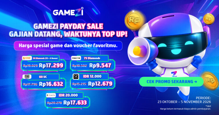 Promo Top Up Game Oktober 2026: Cek Harga Diamond MLBB, Free Fire, UC PUBG Mobile, dan Voucher di Gamezi