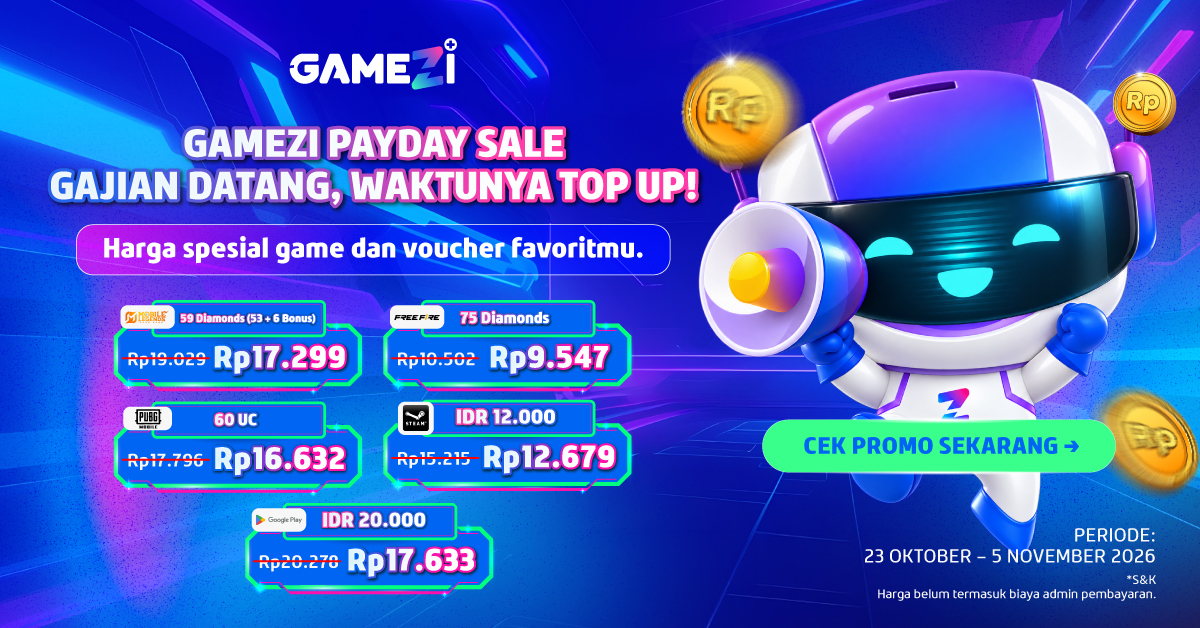 Promo Top Up Game Oktober 2026: Cek Harga Diamond MLBB, Free Fire, UC PUBG Mobile, dan Voucher di Gamezi